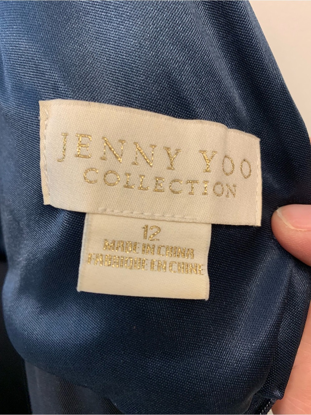 Jenny Yoo Dress V-Neck Navy Velvet Evening Gown 12 - Picture 14 of 15